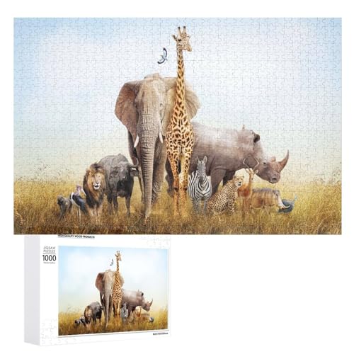 Puzzles für Erwachsene 1000 Teile, afrikanische Wildtiere Jigsaw Puzzle Spaß Familie Herausfordernde Puzzles Puzzlespiel von Niapessel