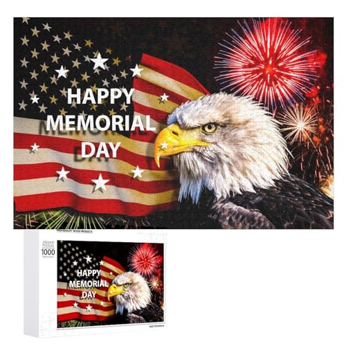 Puzzles für Erwachsene 1000 Teile Adler Flagge Feuerwerk Jigsaw Puzzle Spaß Familie Herausfordernde Puzzles Puzzlespiel von Niapessel