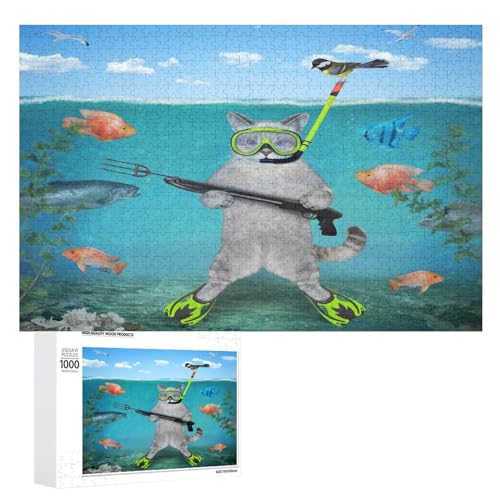 Puzzles für Erwachsene 1000 Teile Lustige Katze Unterwasser Jigsaw Puzzle Spaß Familie Herausfordernde Puzzles Puzzlespiel von Niapessel