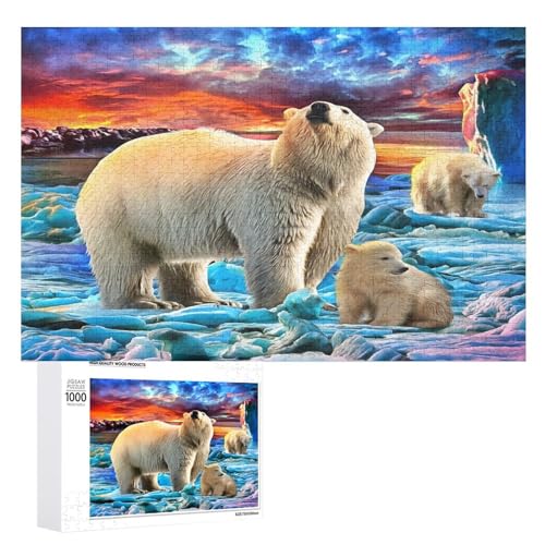 Puzzles für Erwachsene 1000 Teile Malerei Eisbär Jigsaw Puzzle Spaß Familie Herausfordernde Puzzles Puzzlespiel von Niapessel