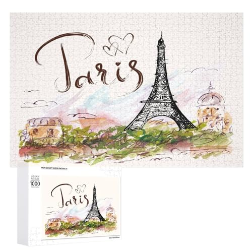 Puzzles für Erwachsene 1000 Teile Paris Eiffelturm Jigsaw Puzzle Spaß Familie Herausfordernde Puzzles Puzzlespiel von Niapessel