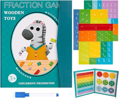 Magnetische Bruchsteine und Bruchkreise, Fraktionsmanipulative pädagogisch für Grundschule, Mathematik-Manipulative für Grundschule, frühe mathematische Fähigkeiten, magnetisches Bruchpuzzle (1 Stück) von Niblido