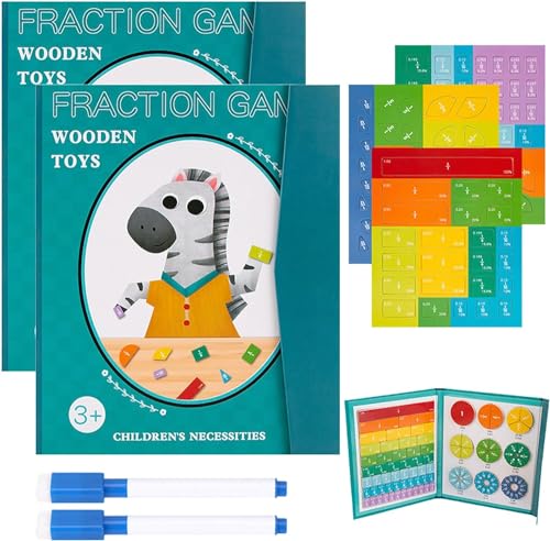 Magnetische Bruchsteine und Bruchkreise, Fraktionsmanipulative pädagogisch für Grundschule, Mathematik-Manipulative für Grundschule, frühe mathematische Fähigkeiten, magnetisches Bruchpuzzle (2 Stück) von Niblido