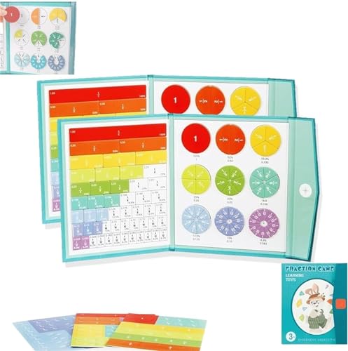 Originbuys Lernpuzzle mit magnetischem Bruch, magnetische Bruchsteine, Bruch-Manipulative und Brüchenkreise, Aktivitätsset, magnetische Regenbogen-Fraktionskacheln, magnetischer von Niblido