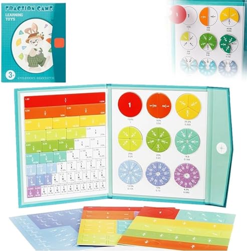 Originbuys Lernpuzzle mit magnetischem Bruch, magnetische Bruchsteine, Bruch-Manipulative und Brüchenkreise, Aktivitätsset, magnetische Regenbogen-Fraktionskacheln, magnetischer von Niblido