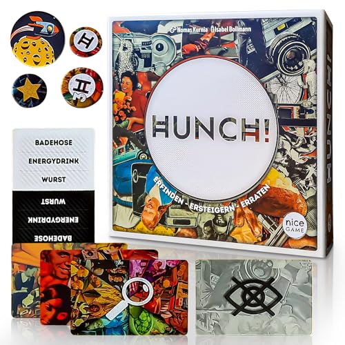 Nice Game Publishing HUNCH! - Kartenspiel - 3-6 Spieler - Ab 14+ Jahre - Familienspiel - Gesellschaftsspiel - 30-60 Minuten - 2 Spielstufen - Ideal als Reisespiel, Mitbringspiel & Geschenk von Nice Game Publishing