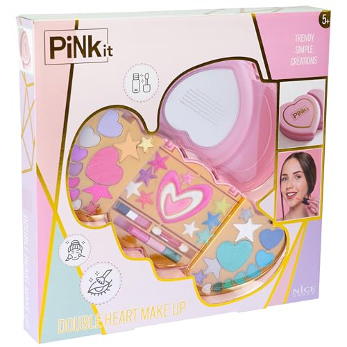 Nice Group - Pink It Double Heart Make Up, 1 Set mit herzförmigen Lidschatten, Lipgloss, Rouge für Kinder von Nice Group