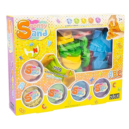 Nice Group Spongy Sand ABC, Set mit 5 Dosen aus farbigem Sand und Buchstaben des Alphabets, mehrfarbig, Einheitsgröße, 91003 Nice Group Spongy Sand ABC, Set mit 5 Dosen aus farbigem Sand und Buchstaben des Alphabets, mehrfarbig, Einheitsgröße, 91003 von Nice Group