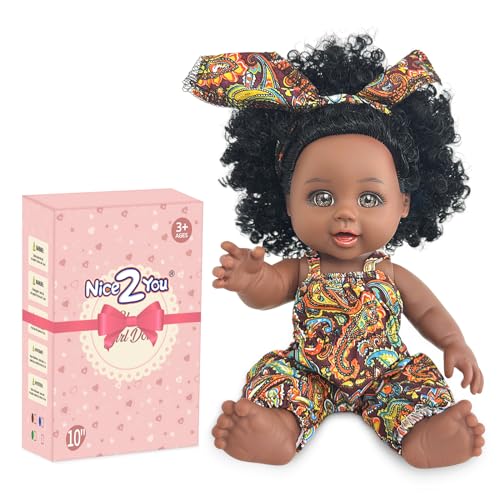 Nice2you Puppe schwarz, 25,4 cm (10 Zoll), afrikanisches Baby, Spielpuppe, bestes Geschenk für Kinder, Mädchen.. von Nice2you