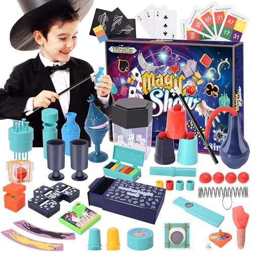 Nicella Magic Kit Zauberset mit Anleitung für jeden Trick für Kinder 6 7 8 9 10 11 12 Zauberer Kostüm für Simulationsspiele Halloween Geburtstag für Jungen Mädchen von Nicella