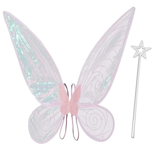 Feenflügel für Mädchen und Frauen, Halloween, verkleiden sich weiß, glitzernd, Engelsflügel, Feenkostüm, Halloween, Cosplay, Partygeschenk (Rosa) von Niceyoeuk