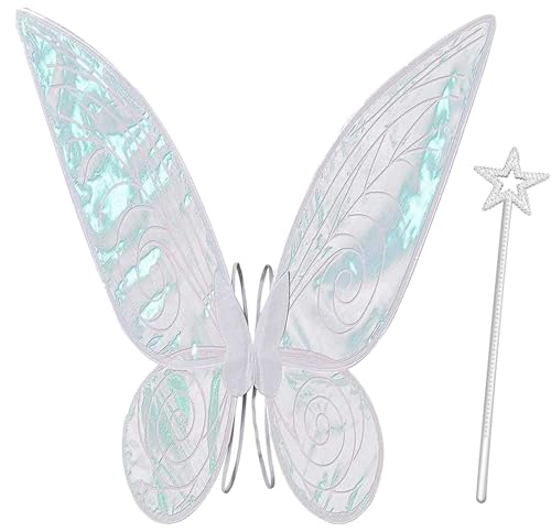 Feenflügel für Mädchen und Frauen, Halloween, verkleiden sich weiß, glitzernd, Engelsflügel, Feenkostüm, Halloween, Cosplay, Partygeschenk (weiß) von Niceyoeuk