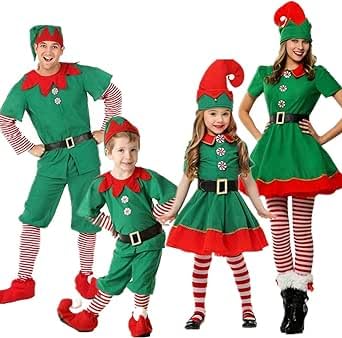 Niceyoeuk Family Christmas Elf Cosplay Costume Christmas Elf Outfits Sets Xmas Carnival Outfit for Holiday Cosplay Party (Boys, 5-6 Years, A-Boy) von Niceyoeuk