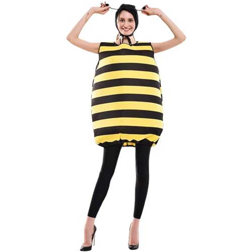 Niceyoeuk Halloween-Bienen-Cosplay-Kostüm-Set für Damen, Bienenkleid mit Flügeln für Verkleidung, Party, Rollenspiel-Zubehör (04, XXL) von Niceyoeuk