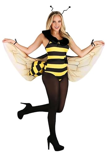 Niceyoeuk Halloween-Bienen-Cosplay-Kostüm-Set für Damen, Bienenkleid mit Flügeln für Verkleidung, Party, Rollenspiel-Zubehör (06, M) von Niceyoeuk