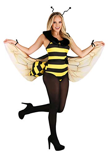 Niceyoeuk Halloween-Bienen-Cosplay-Kostüm-Set für Damen, Bienenkleid mit Flügeln für Verkleidungen, Partys, Rollenspiel-Zubehör (06, XL) von Niceyoeuk