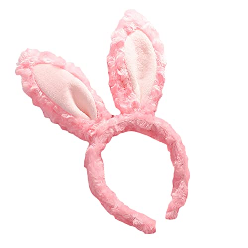 Niceyoeuk Hasenohren-Haarband, Plüsch-Hasenohren-Haarband für Damen und Kinder, für Ostern, Party, Gastgeschenk (Rosa, Einheitsgröße) von Niceyoeuk