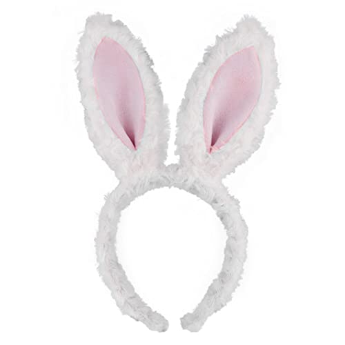 Niceyoeuk Hasenohren-Haarband, Plüsch-Hasenohren-Haarband für Damen und Kinder, für Ostern, Party, Gastgeschenk (Weiß, Einheitsgröße) von Niceyoeuk