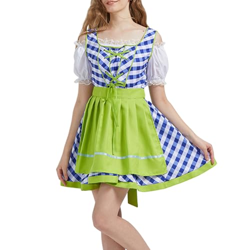 Niceyoeuk Oktoberfest-Kleid, Halloween, Cosplay, klassisches deutsches Dirndlkleid, Lederhosen-Kostüm für Rollenspiel-Party (Grün, XXL) von Niceyoeuk