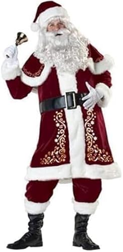 Niceyoeuk Weihnachtsmann-Kostüm, Cosplay, luxuriös, Deluxe, Samt, Kostümparty, Kleidungsset, Weihnachts-Outfits (Rot, Erwachsene 01, 2XL) von Niceyoeuk