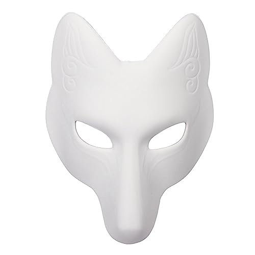 Niceyoeuk Women Fox Facewear Costume, PU Leather Cool Halloween Cosplay Headwear Party Prop for Masquerade (White, 18cm*29cm*5cm) von Niceyoeuk