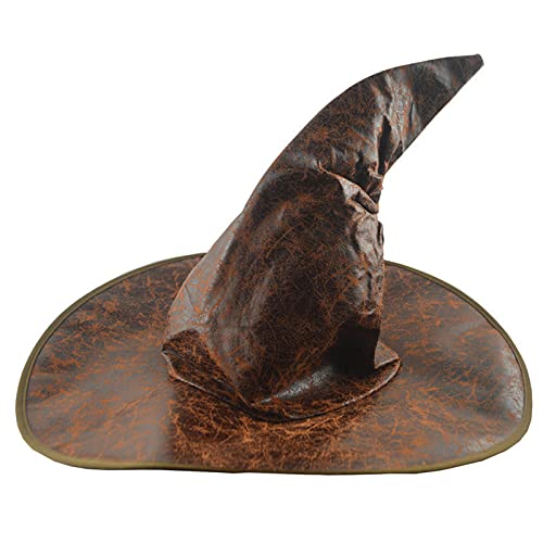 Niceyoeuk Women Halloween Wizard Hat with Folds Corner Decoration Holiday Cosplay Costume Accessory (Brown, 43cm*33cm) von Niceyoeuk