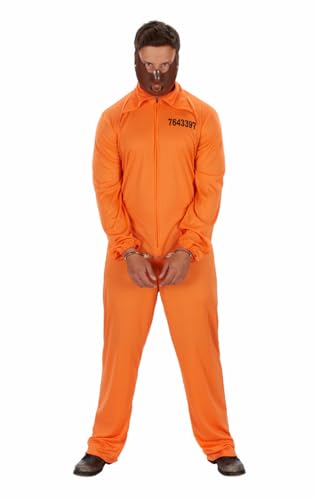 Niceyoeuk Womens Halloween Prisoner Cosplay Costume Number Print Long Sleeve Lapel Front Zipper Overalls Jumpsuit Jail Criminal Clothes (Orange Men, S) von Niceyoeuk