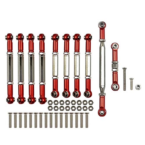 Nicfaky Für MN D90 D91 D96 D99S MN99S MN90 1/12 Upgrade Zubehör RC-Auto Traktionsstange aus Metall Lenkstange Rot von Nicfaky