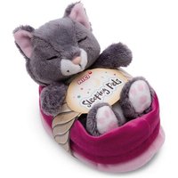 NICI 49746 Kuscheltier Sleeping Pets graue Katze 12cm im rosa Körbchen GREEN von Nici