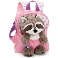 NICI - Travel Friends - Rucksack mit Plüschtier 21x26cm Waschbär 25cm rosa von Nici