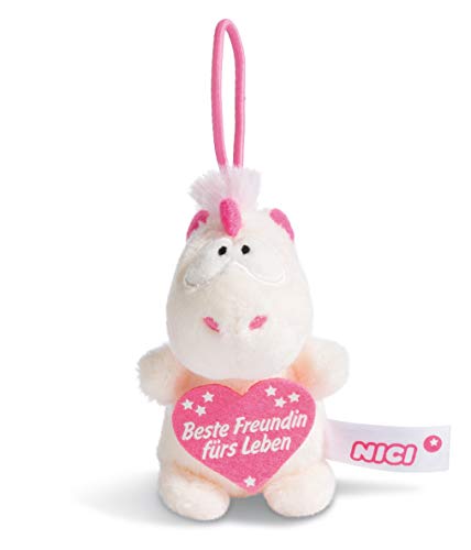 NICI 44983 Anhänger Einhorn Theodor mit Spruch Beste Freundin fürs Leben 8cm mit Loop, weiß/pink von NICI