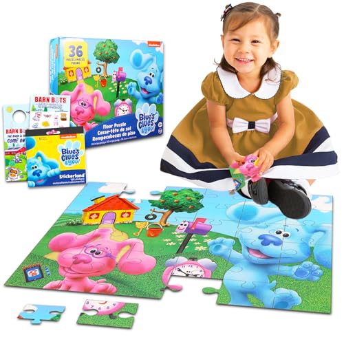 Blue's Clues Bodenpuzzle für Kinder, Kleinkinder - Bundle mit Blue's Clues 36-teiligen Puzzle, Aufklebern, mehr | Blue's Clues Spielzeug und Spiele Set von Nickelodeon