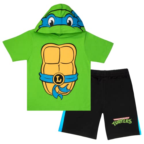 Nickelodeon 2-teiliges Ninja-Turtle-Kostüm-Set, kurzärmelig, mit Kapuze und Shorts, 2-teiliges Set für Kinder (blau, Größe 10/12) von Nickelodeon