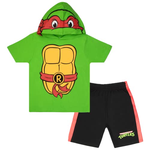 Nickelodeon 2-teiliges Ninja-Turtle-Kostüm-Set, kurzärmelig, mit Kapuze und Shorts, 2-teiliges Set für Kinder (rot, Größe 8) von Nickelodeon