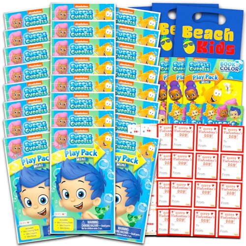 Nickelodeon Bubble Guppies Valentinstag Klassenzimmer Geschenkaustausch-Set – 24 Bubble Guppies Mini-Aktivitätsbücher für Schule, Valentinstag, Kinder, Partygeschenke von Nickelodeon