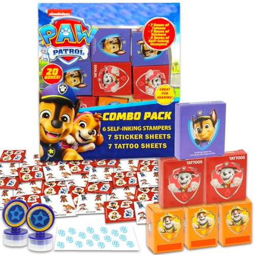 Paw Patrol Gastgeschenke für 20 Gäste, 20 Stück Paw Patrol Geschenkboxen mit Aufklebern, Tattoos und Stempeln für Kindergeburtstag, Paw Patrol Partyzubehör und Dekorationen, Kombi-Pack Paw Patrol Gastgeschenke für 20 Gäste, 20 Stück Paw Patrol Geschenkboxen mit Aufklebern, Tattoos und Stempeln für Kindergeburtstag, Paw Patrol Partyzubehör und Dekorationen, Kombi-Pack von Nickelodeon