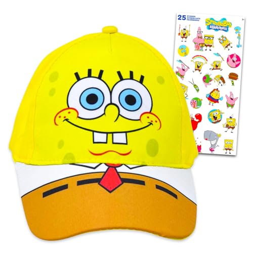 SpongeBob Hüte für Kinder – SpongeBob-Zubehör-Set mit SpongeBob-Baseballkappe für Kinder plus SpongeBob-Aufklebern, SpongeBob-Hut für Jungen, Kinder von Nickelodeon