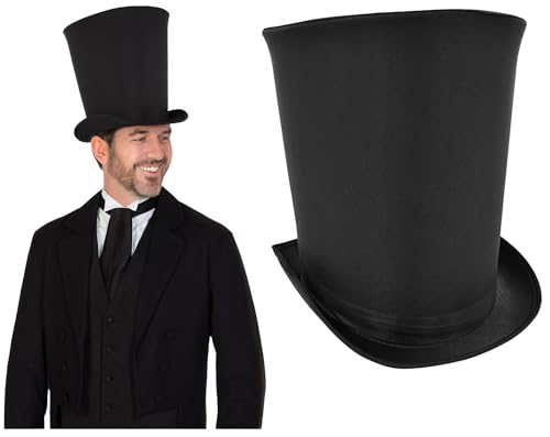 Nicky Bigs Novelties Zylinderhut für Erwachsene, extra groß, schwarzer Satin, Caroler Steampunk viktorianischer Ringmaster Kostüm Zylinder Hüte Nicky Bigs Novelties Zylinderhut für Erwachsene, extra groß, schwarzer Satin, Caroler Steampunk viktorianischer Ringmaster Kostüm Zylinder Hüte von Nicky Bigs Novelties