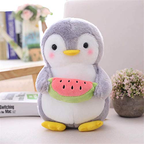 Nicole Knupfer Pinguin Stofftier Plüschtier, Pinguin Kuscheltier Tier Kissen Geschenk Für Kinder/Erwachsene (Pinguin mit Wassermelone,25 cm) von Nicole Knupfer