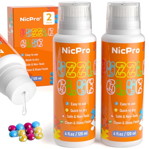 Nicpro Puzzlekleber 120 ml × 2, Puzzle Kleber Transparent mit Schwammkopf, konserviert fertige Puzzles, schnelltrocknend, ungiftig und wasserlöslich, Puzzle Glue für 1000/2000/3000/5000 Teile Nicpro Puzzlekleber 120 ml × 2, Puzzle Kleber Transparent mit Schwammkopf, konserviert fertige Puzzles, schnelltrocknend, ungiftig und wasserlöslich, Puzzle Glue für 1000/2000/3000/5000 Teile von Nicpro