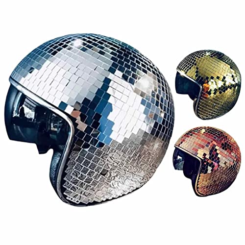 3 Pcs Discokugel Hüte, Discokugel-Hüte Mit Einziehbarem Visier, Disco Mirror Glitter Ball Helme, Glitzer Spiegel Glas Discokugel Hut Helm, Atemberaubende Disco Ball Helme, Disco Kugelhelm von Niesel