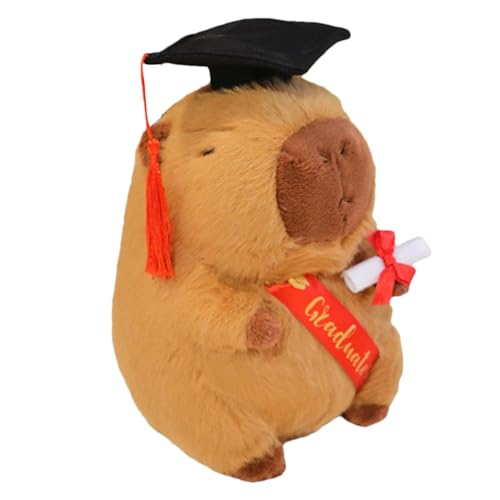 Niesel Abschluss-Stofftier, Capybara-Stoffspielzeug, 9,84 Zoll Capybara-Puppe mit weichem Kissen und Abschlusshut, Heimdekoration, Partygeschenke, Kuschelpuppe für Erwachsene, Kinder, von Niesel