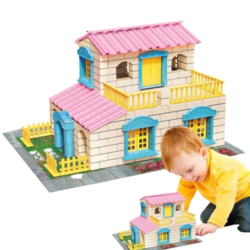 Niesel Bausatz für ein Backsteinhaus, realistischer Hausbausatz,Versammlungshaus für Erwachsene | Kreatives Ziegelhaus-Villa-Spielzeug für Jungen, kleines Maurer-Set, Lehrmittel von Niesel