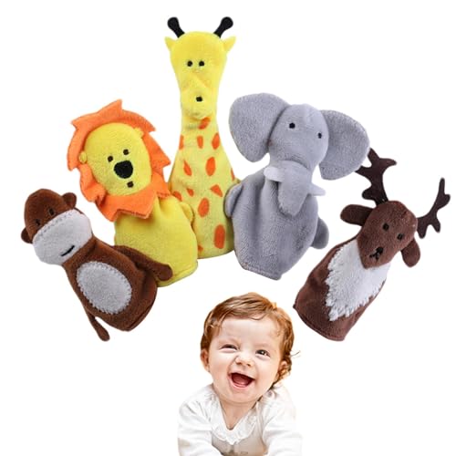 Niesel Fingerpuppen,Tier-Fingerpuppen - Fingertierpuppen 5 Stück,Weiches Plüsch-Fingerpuppenspielzeug für Kinder, Lernhilfe für die Geschichte, Mini-Plüschfiguren-Spielzeug von Niesel