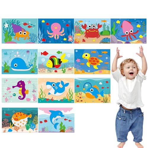 Niesel Foam Sticker Puzzle-Spiel,3D-Eva-Schaum-Puzzle-Kunst - Selbstklebendes Cartoon-Aufkleber-Puzzle-Spiel für handgefertigtes Handwerks-Lernspielzeug von Niesel