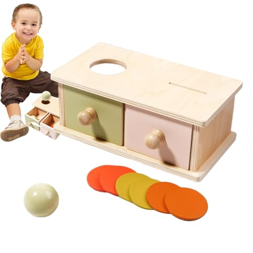 Niesel Kids Object Permanence Toys, Fine Motor Skills Developmental Game, Hand-Auge-Koordination Spielzeug, Buntes Spielzeug Mit Mehreren Form-Rätsel-Schubladen, Ball Drop Drawer Box von Niesel