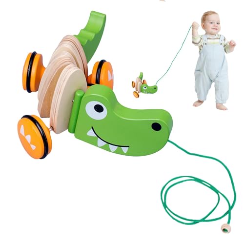 Niesel Kinder-Laufspielzeug zum Nachziehen, Holzspielzeug zum Mitgehen | Welpen-Kleinkindspielzeug-Walking-Spielzeug - Push Developmental Pull Toys Kinderspielzeug mit Schnur für und Mädchen von Niesel