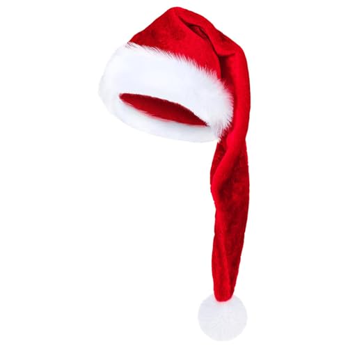 Niesel Lange Weihnachtsmützen für Erwachsene, superlange Weihnachtsmütze,Weiche Samt-Plüsch-Weihnachtsmützen - Cosplay-Kostüm, Unisex-Hut für Erwachsene für Weihnachten, Neujahr, Partys und Feiern von Niesel