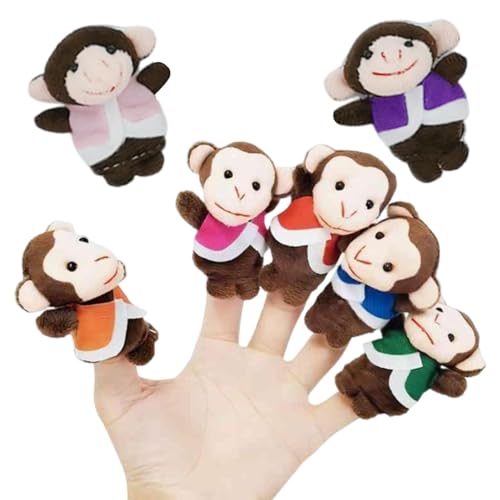 Niesel Plüsch-Affenpuppe, süße Fingerpuppe,7 Stück Cartoon-Puppentheaterpuppen - Fingerpuppen-Spiel, Fingerpuppen-Set, Lernhilfe für die Geschichtenzeit, erhöht den Spaß am Geschichtenerzählen von Niesel