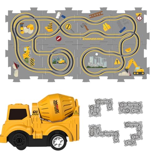 Niesel Puzzle Racer Kinder-Autobahn-Set, Puzzle-Bahn-Auto-Spielset | Puzzle-Brett, Lernspiele, Autospielzeug,Lernspielzeug, Cartoon-Autobahn, Kleinkindspielzeug, Feinmotorikspielzeug, Lernaktivitäten von Niesel